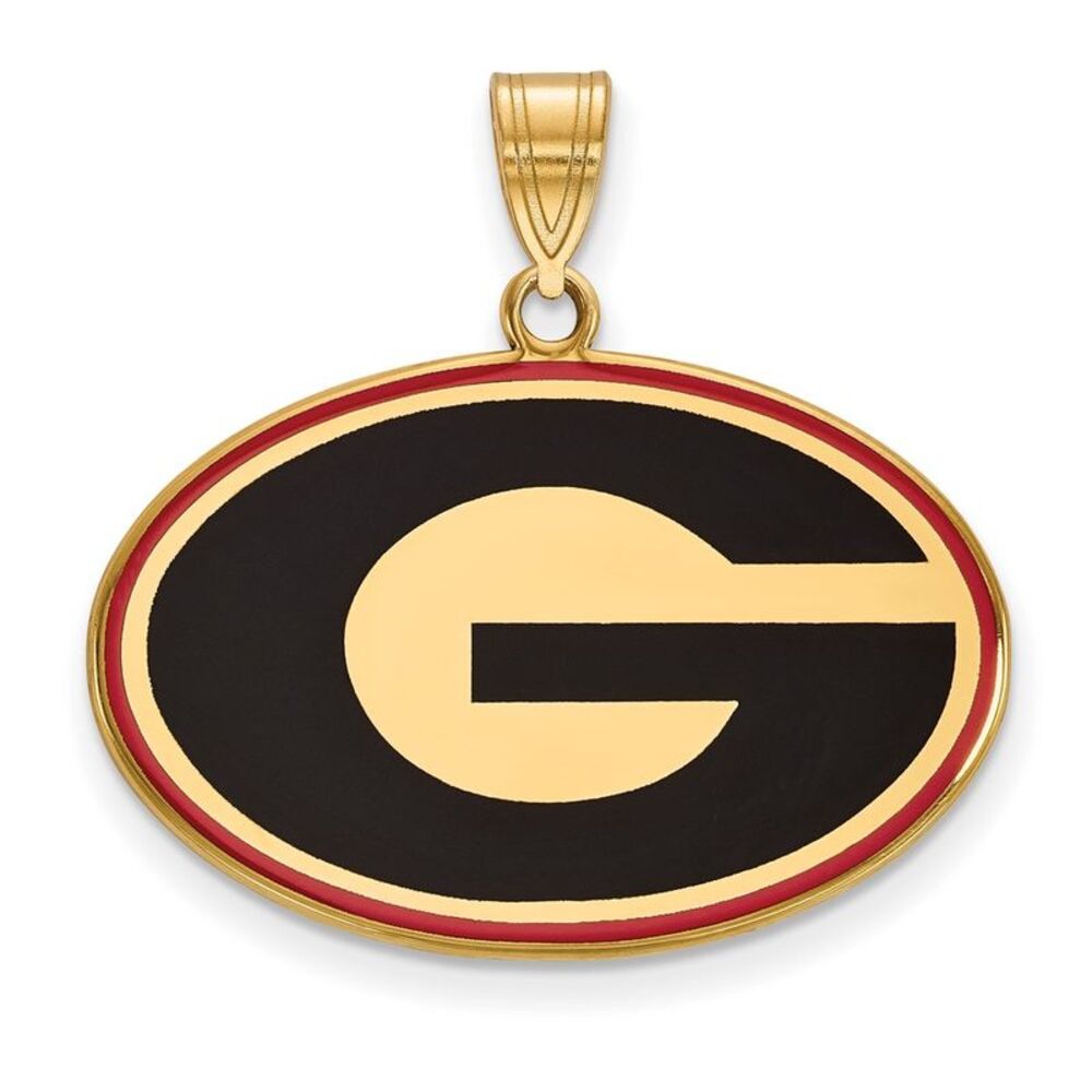 14K Gold Plated Sterling Silver U. of Georgia Large Enamel 'G' Pendant